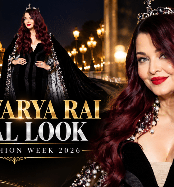 Aishwarya Rai Bachchan in black gown and crown at Paris Fashion Week 2026