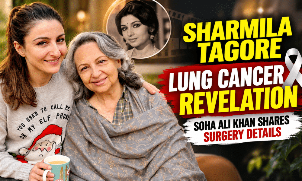 Soha Ali Khan with Sharmila Tagore, who underwent surgery after an early-stage lung cancer diagnosis.